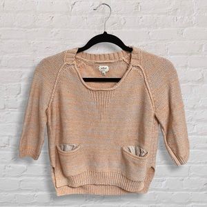 Wilfred Aritzia Cropped Peach Sweater with Pockets
